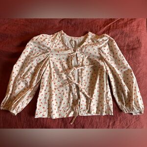 Floral Print Blouse with Tie Details